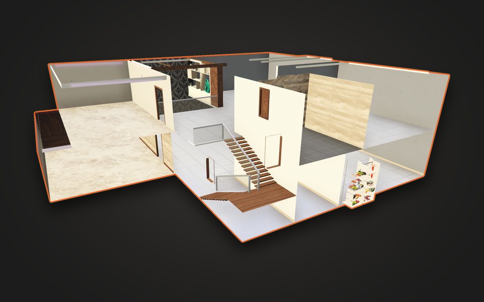 Dúplex de mármol: interior en corte