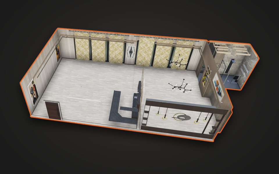 Loft dorado: interior en corte