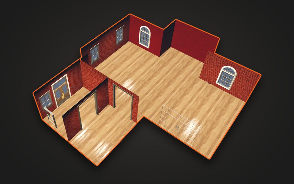 Loft de ladrillo: interior en corte
